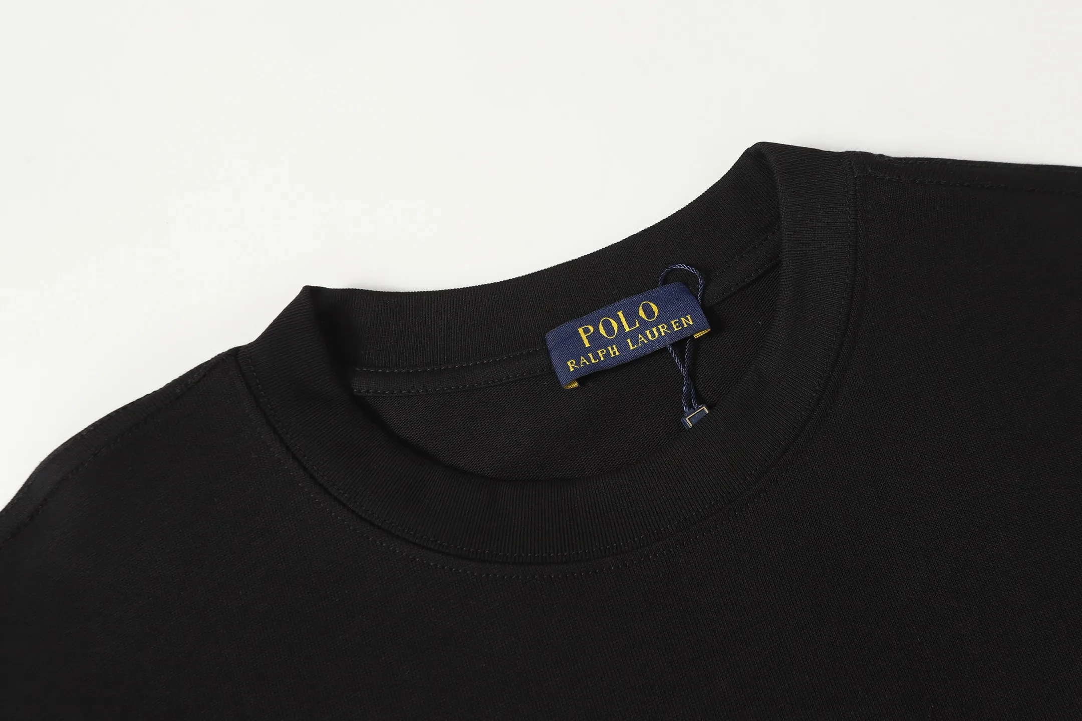 P140 💰 Actual pictures [High-end quality] Code: 8912# Color: Black White Size: S to XXL 2026ss New Ralph Lauren 320g customized fabric Round neck short sleeves Special embroidery Burnt patch Loose version for men and women